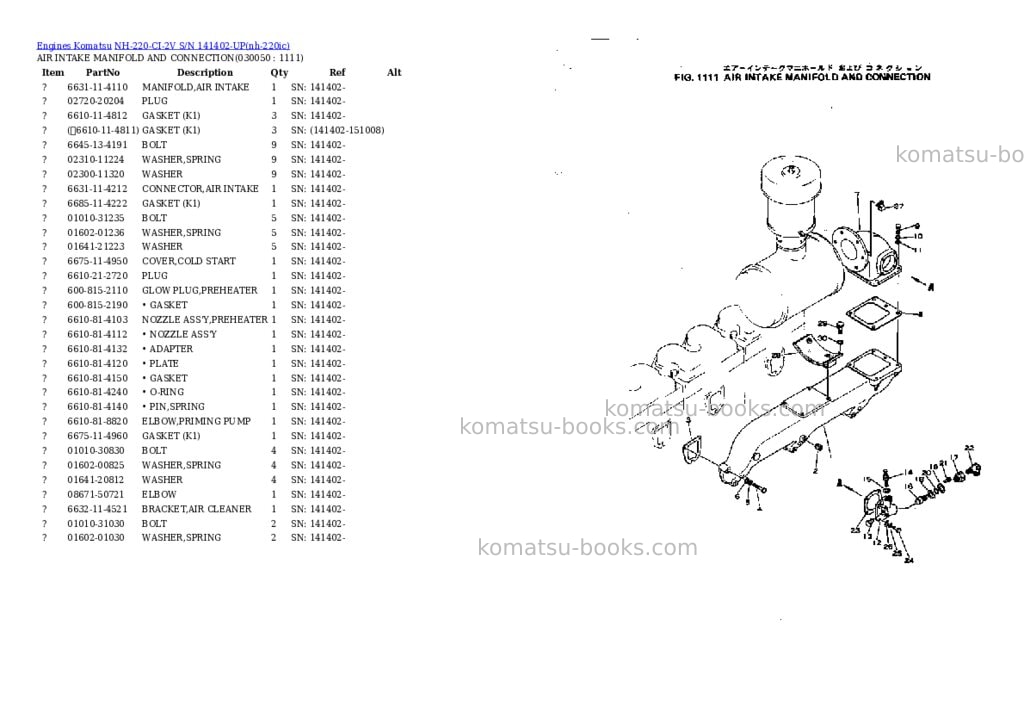 Komatsu nh-220-ci-2v s/n 141402-up Parts catalog cover Page 4 Komatsu nh-220-ci-2v s/n 141402-up Parts catalog cover Page 4