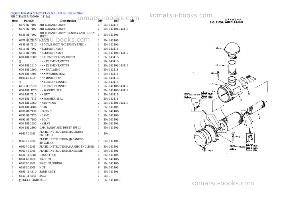 Komatsu nh-220-ci-2v s/n 141402-up Parts catalog cover Page 5 Komatsu nh-220-ci-2v s/n 141402-up Parts catalog cover Page 5