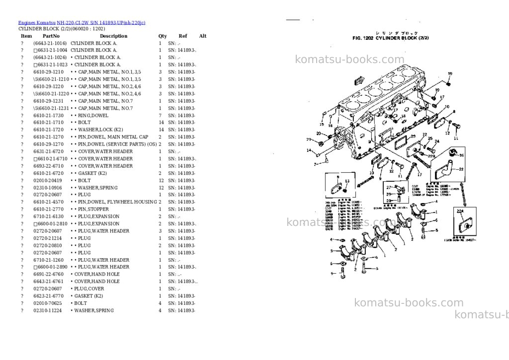 Komatsu nh-220-ci-2w s/n 141893-up Parts catalog cover Page 10