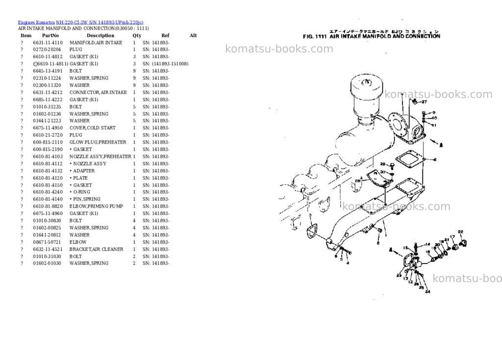 Komatsu nh-220-ci-2w s/n 141893-up Parts catalog cover Page 4
