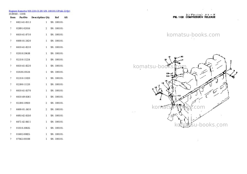 Komatsu NH-220-CI-2H S/N 100101-UP Parts catalog cover Page 3 Komatsu NH-220-CI-2H S/N 100101-UP Parts catalog cover Page 3