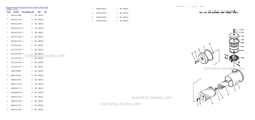 Komatsu NH-220-CI-2H S/N 100101-UP Parts catalog cover Page 6 Komatsu NH-220-CI-2H S/N 100101-UP Parts catalog cover Page 6