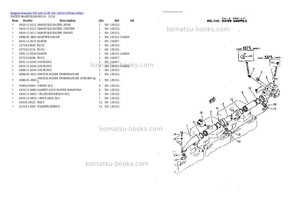Komatsu nh-220-ci-2r s/n 130125-up Parts catalog cover Page 10