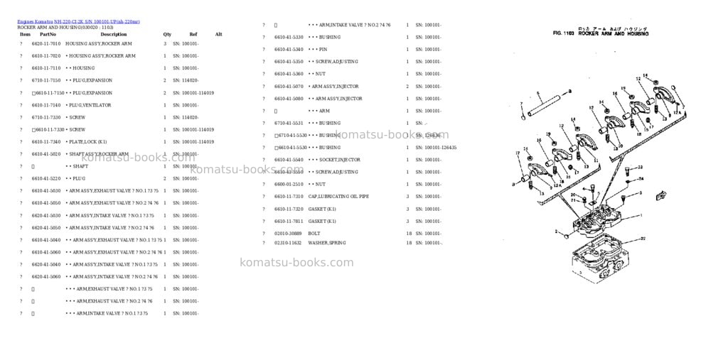 Komatsu NH-220-CI-2K S/N 100101-UP Parts catalog cover