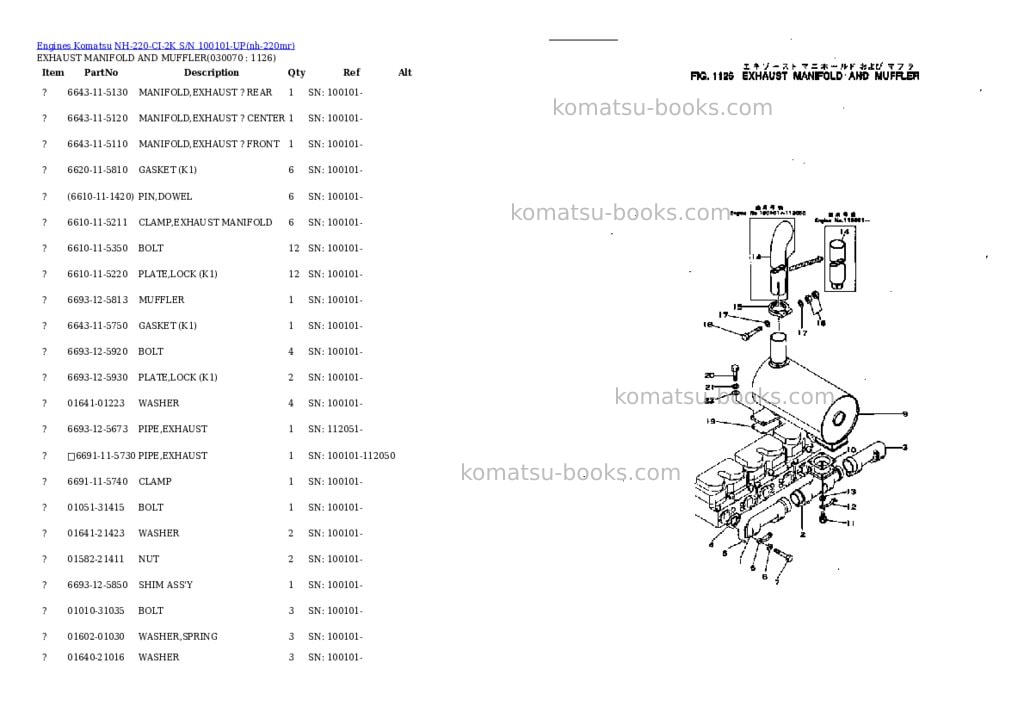 Komatsu NH-220-CI-2K S/N 100101-UP Parts catalog cover Page 6