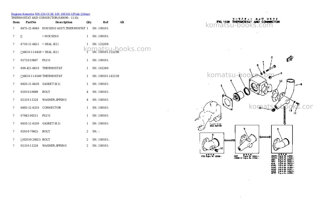Komatsu NH-220-CI-2K S/N 100101-UP Parts catalog cover Page 8