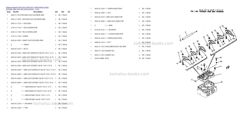 Komatsu NH-220-CI-2KK S/N 174428-UP Parts catalog cover