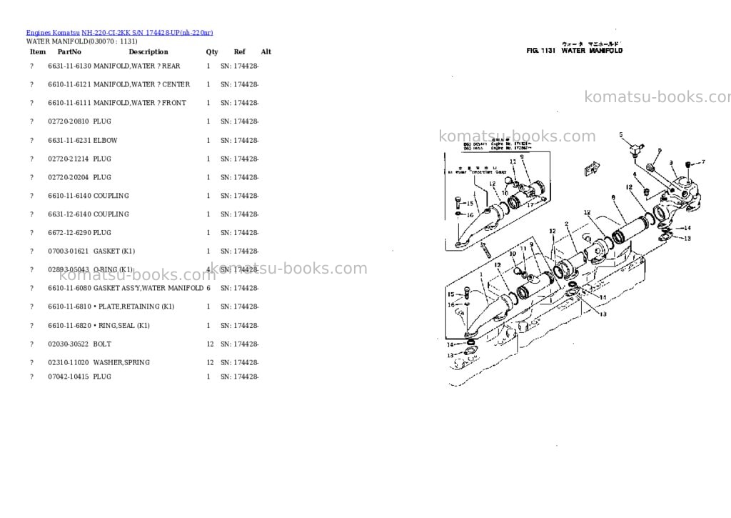 Komatsu NH-220-CI-2KK S/N 174428-UP Parts catalog cover Page 6