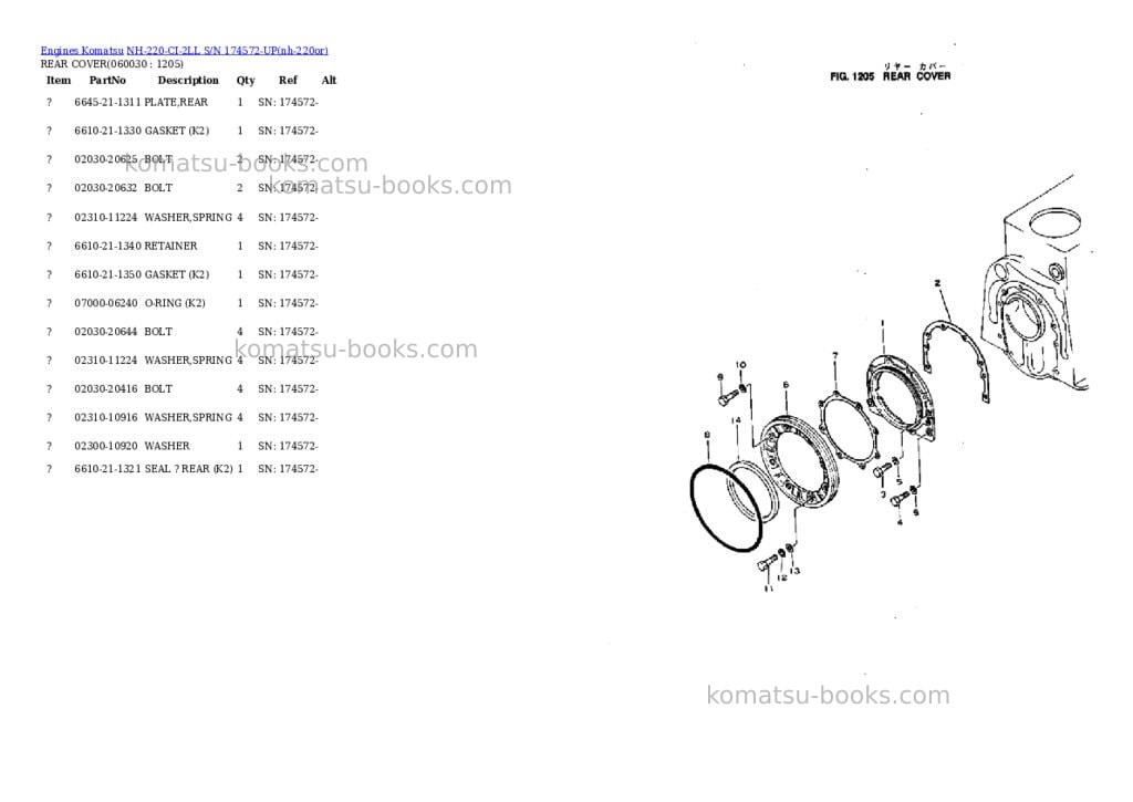 Komatsu NH-220-CI-2LL S/N 174572-UP Parts catalog cover Page 10 Komatsu NH-220-CI-2LL S/N 174572-UP Parts catalog cover Page 10