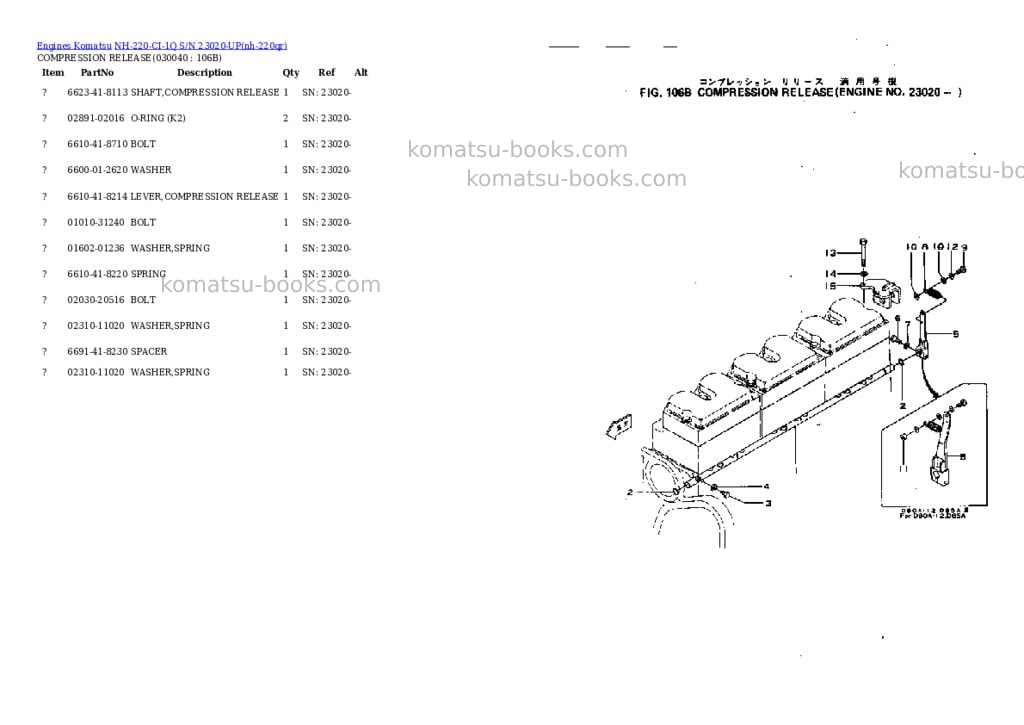 Komatsu NH-220-CI-1Q S/N 23020-UP Parts catalog cover Page 3