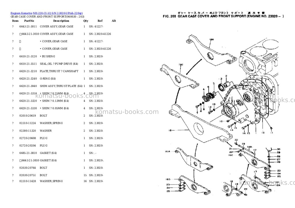 Komatsu NH-220-CI-1Q S/N 23020-UP Parts catalog cover Page 9