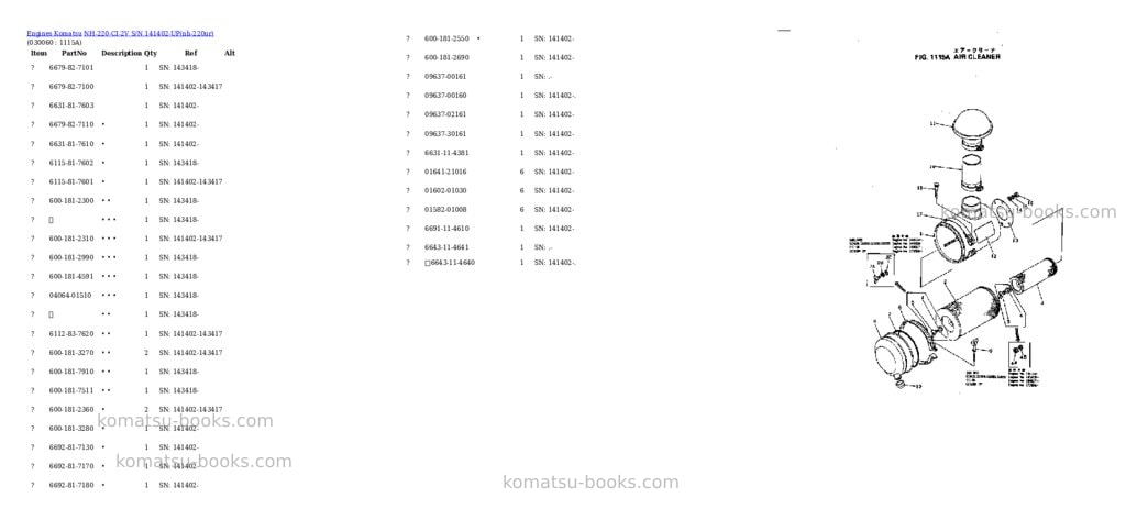 Komatsu NH-220-CI-2V S/N 141402-UP Parts catalog cover Page 5 Komatsu NH-220-CI-2V S/N 141402-UP Parts catalog cover Page 5