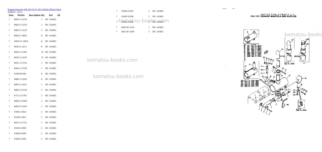 Komatsu NH-220-CI-2V S/N 141402-UP Parts catalog cover Page 6 Komatsu NH-220-CI-2V S/N 141402-UP Parts catalog cover Page 6