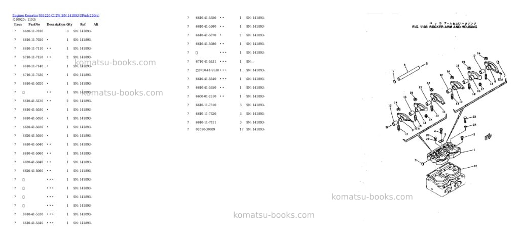 Komatsu NH-220-CI-2W S/N 141893-UP Parts catalog cover
