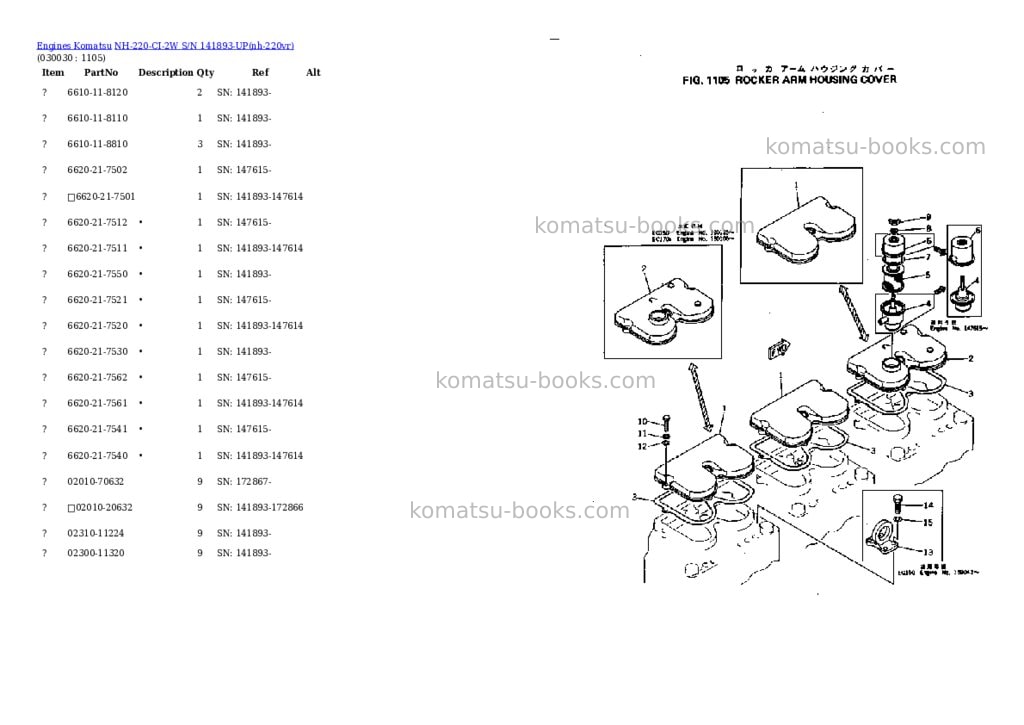 Komatsu NH-220-CI-2W S/N 141893-UP Parts catalog cover Page 2