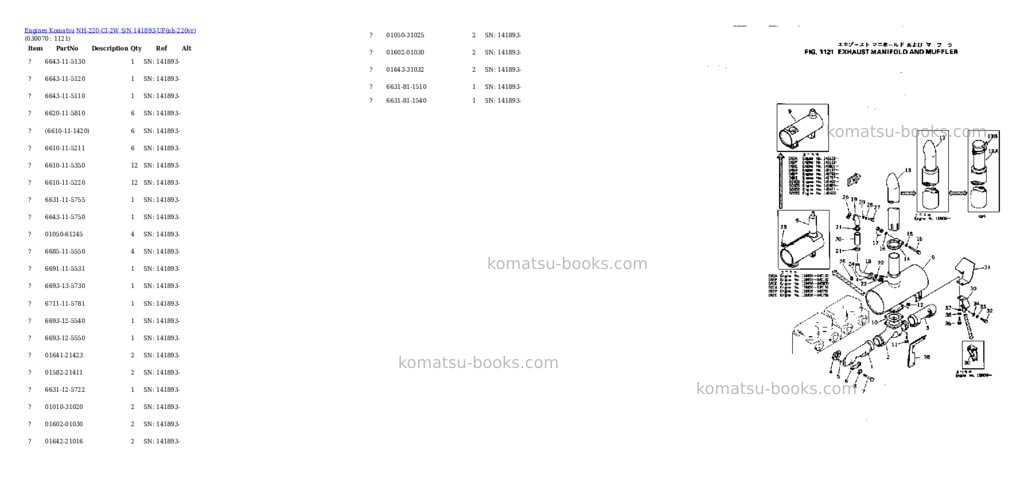 Komatsu NH-220-CI-2W S/N 141893-UP Parts catalog cover Page 6