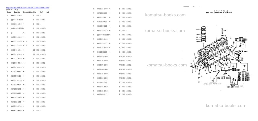 Komatsu NH-220-CI-2W S/N 141893-UP Parts catalog cover Page 9