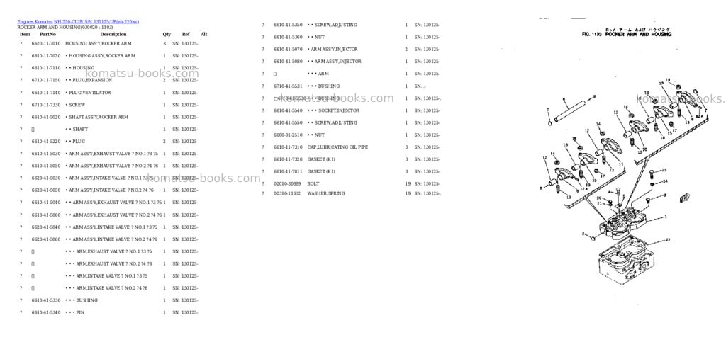 Komatsu NH-220-CI-2R S/N 130125-UP Parts catalog cover