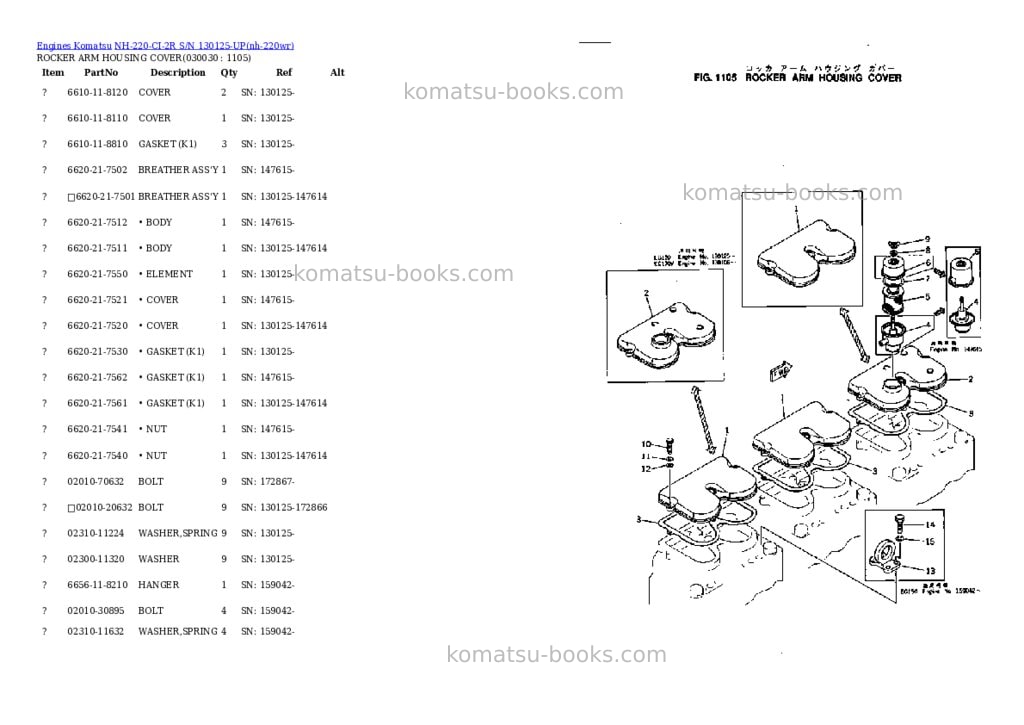 Komatsu NH-220-CI-2R S/N 130125-UP Parts catalog cover Page 2