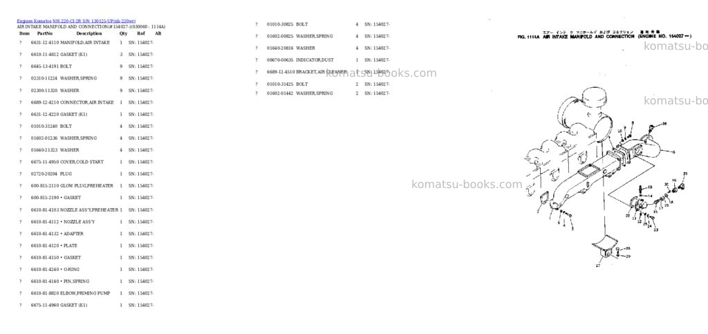 Komatsu NH-220-CI-2R S/N 130125-UP Parts catalog cover Page 5