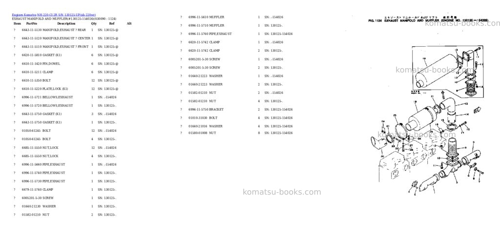 Komatsu NH-220-CI-2R S/N 130125-UP Parts catalog cover Page 8