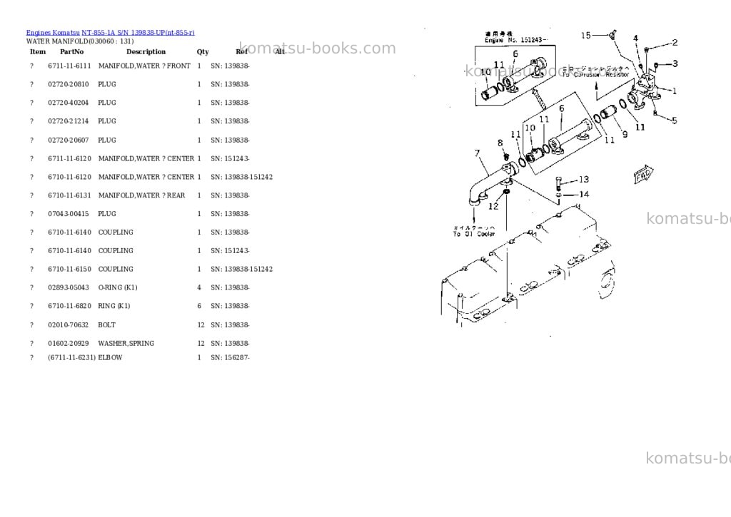 Komatsu nt-855-1a s/n 139838-up Parts catalog cover Page 5 Komatsu nt-855-1a s/n 139838-up Parts catalog cover Page 5
