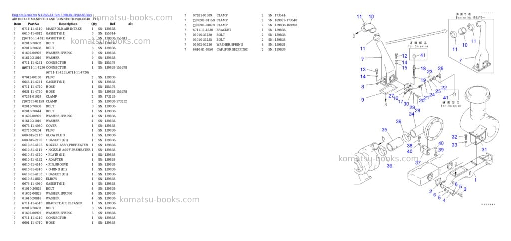 Komatsu NT-855-1A S/N 139838-UP Parts catalog cover Page 3 Komatsu NT-855-1A S/N 139838-UP Parts catalog cover Page 3