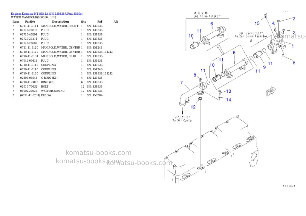 Komatsu NT-855-1A S/N 139838-UP Parts catalog cover Page 5 Komatsu NT-855-1A S/N 139838-UP Parts catalog cover Page 5