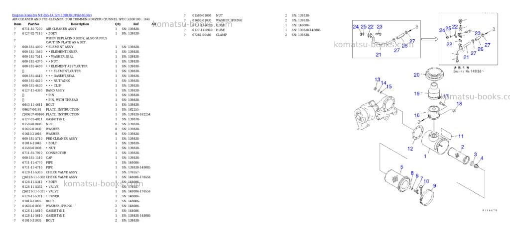 Komatsu NT-855-1A S/N 139838-UP Parts catalog cover Page 9 Komatsu NT-855-1A S/N 139838-UP Parts catalog cover Page 9
