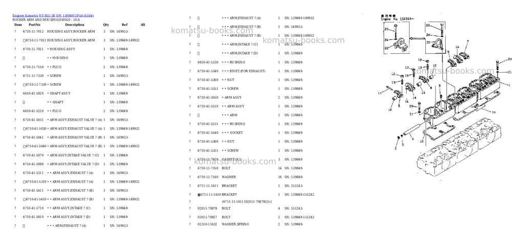 Komatsu NT-855-1B S/N 139849-UP Parts catalog cover Komatsu NT-855-1B S/N 139849-UP Parts catalog cover