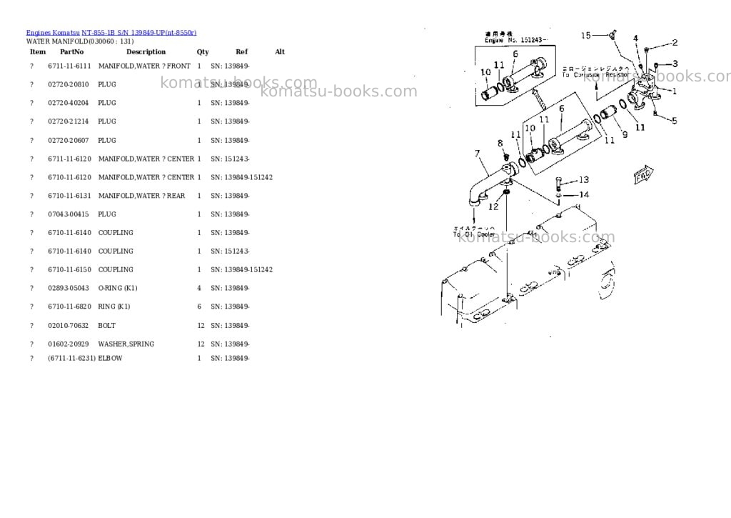 Komatsu NT-855-1B S/N 139849-UP Parts catalog cover Page 5 Komatsu NT-855-1B S/N 139849-UP Parts catalog cover Page 5