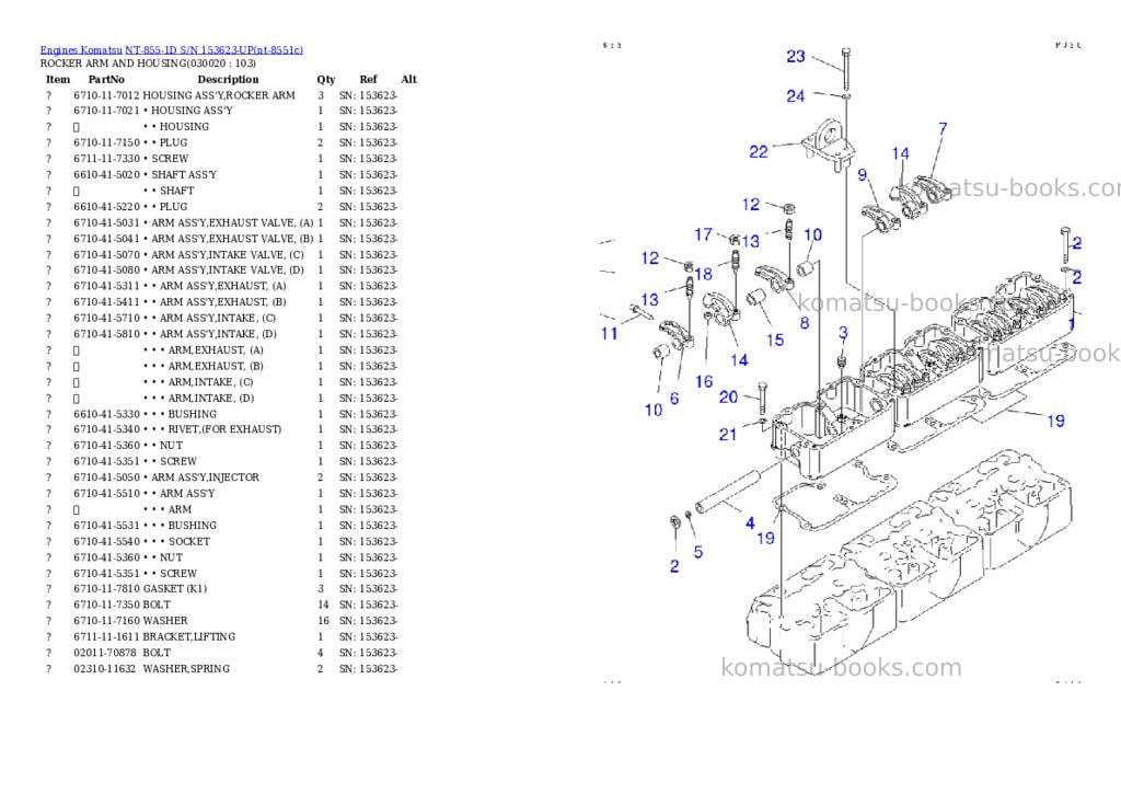 Komatsu NT-855-1D S/N 153623-UP Parts catalog cover Komatsu NT-855-1D S/N 153623-UP Parts catalog cover