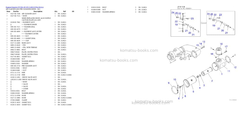 Komatsu NT-855-1D S/N 153623-UP Parts catalog cover Page 8 Komatsu NT-855-1D S/N 153623-UP Parts catalog cover Page 8
