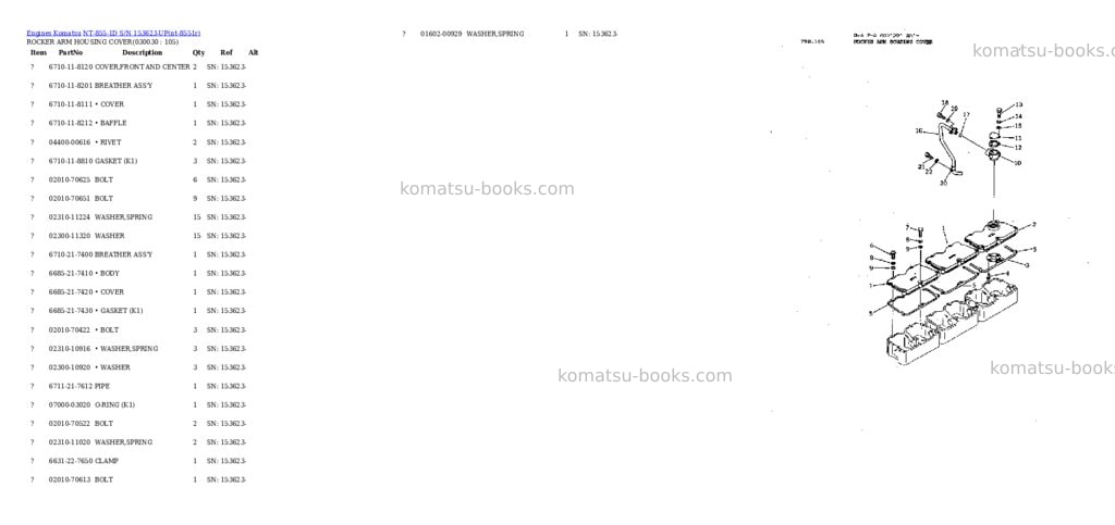 Komatsu nt-855-1d s/n 153623-up Parts catalog cover Page 2 Komatsu nt-855-1d s/n 153623-up Parts catalog cover Page 2