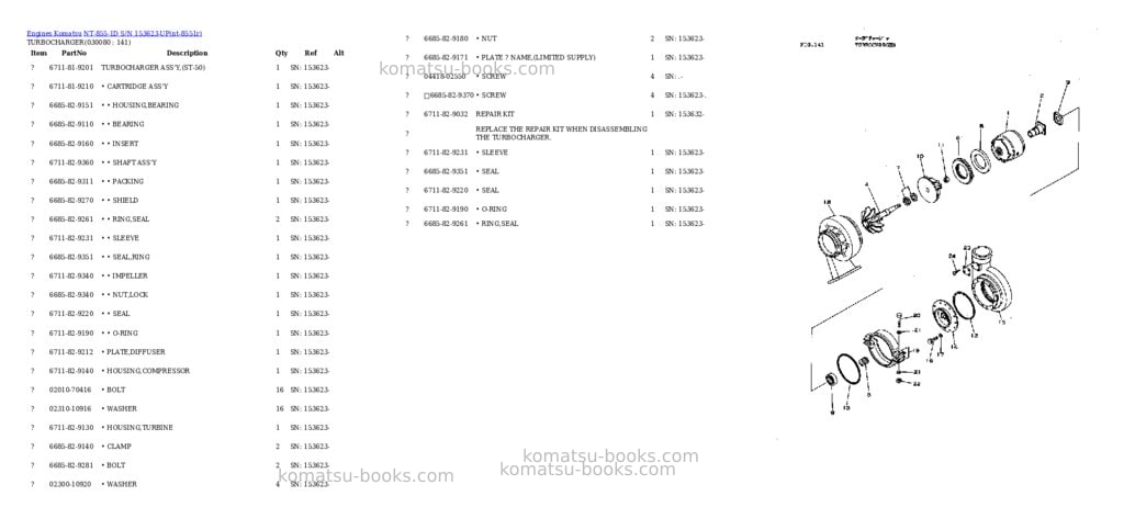 Komatsu nt-855-1d s/n 153623-up Parts catalog cover Page 7 Komatsu nt-855-1d s/n 153623-up Parts catalog cover Page 7