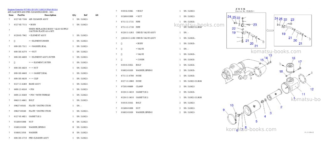Komatsu nt-855-1d s/n 153623-up Parts catalog cover Page 8 Komatsu nt-855-1d s/n 153623-up Parts catalog cover Page 8