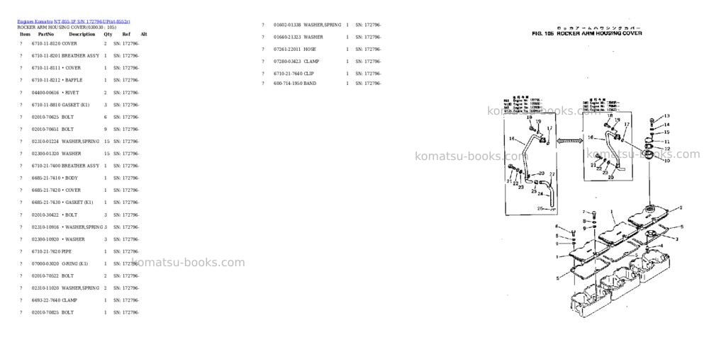 Komatsu nt-855-1f s/n 172796-up Parts catalog cover Page 2 Komatsu nt-855-1f s/n 172796-up Parts catalog cover Page 2