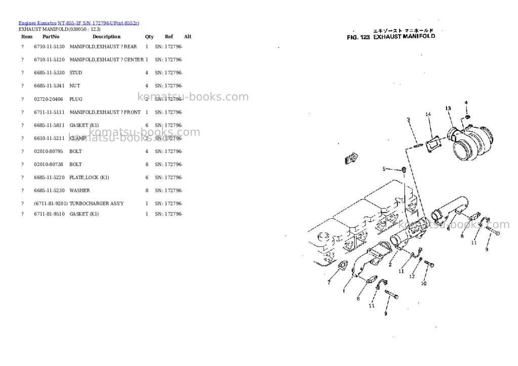 Komatsu nt-855-1f s/n 172796-up Parts catalog cover Page 4 Komatsu nt-855-1f s/n 172796-up Parts catalog cover Page 4