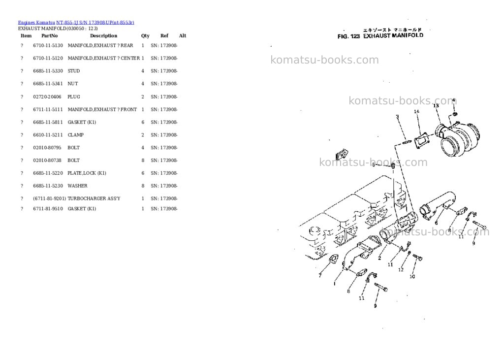 Komatsu nt-855-1j s/n 173908-up Parts catalog cover Page 4 Komatsu nt-855-1j s/n 173908-up Parts catalog cover Page 4