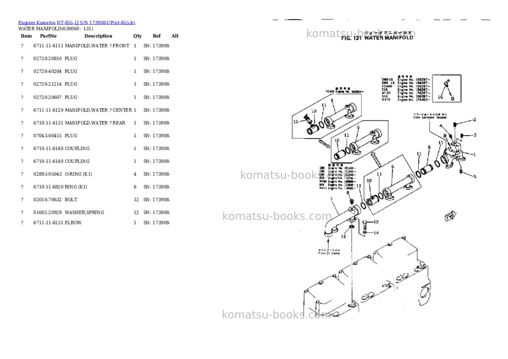 Komatsu nt-855-1j s/n 173908-up Parts catalog cover Page 5 Komatsu nt-855-1j s/n 173908-up Parts catalog cover Page 5