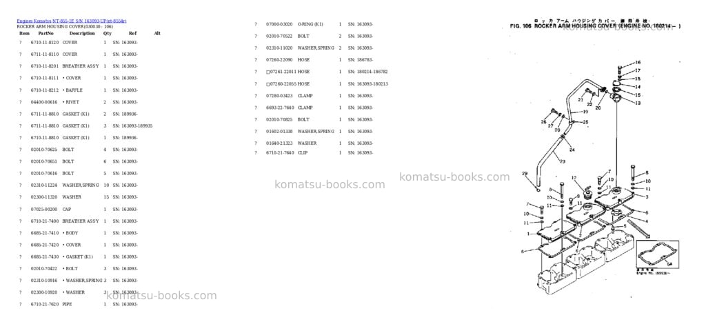 Komatsu NT-855-1E S/N 163093-UP Parts catalog cover Page 2 Komatsu NT-855-1E S/N 163093-UP Parts catalog cover Page 2