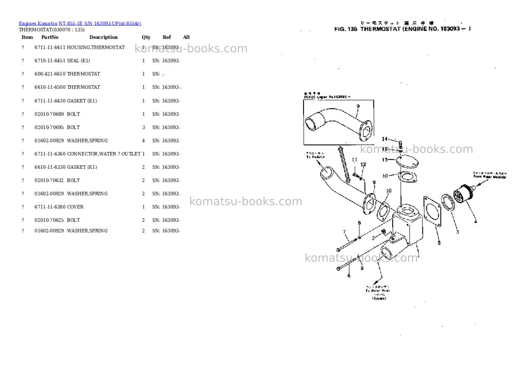 Komatsu NT-855-1E S/N 163093-UP Parts catalog cover Page 6 Komatsu NT-855-1E S/N 163093-UP Parts catalog cover Page 6