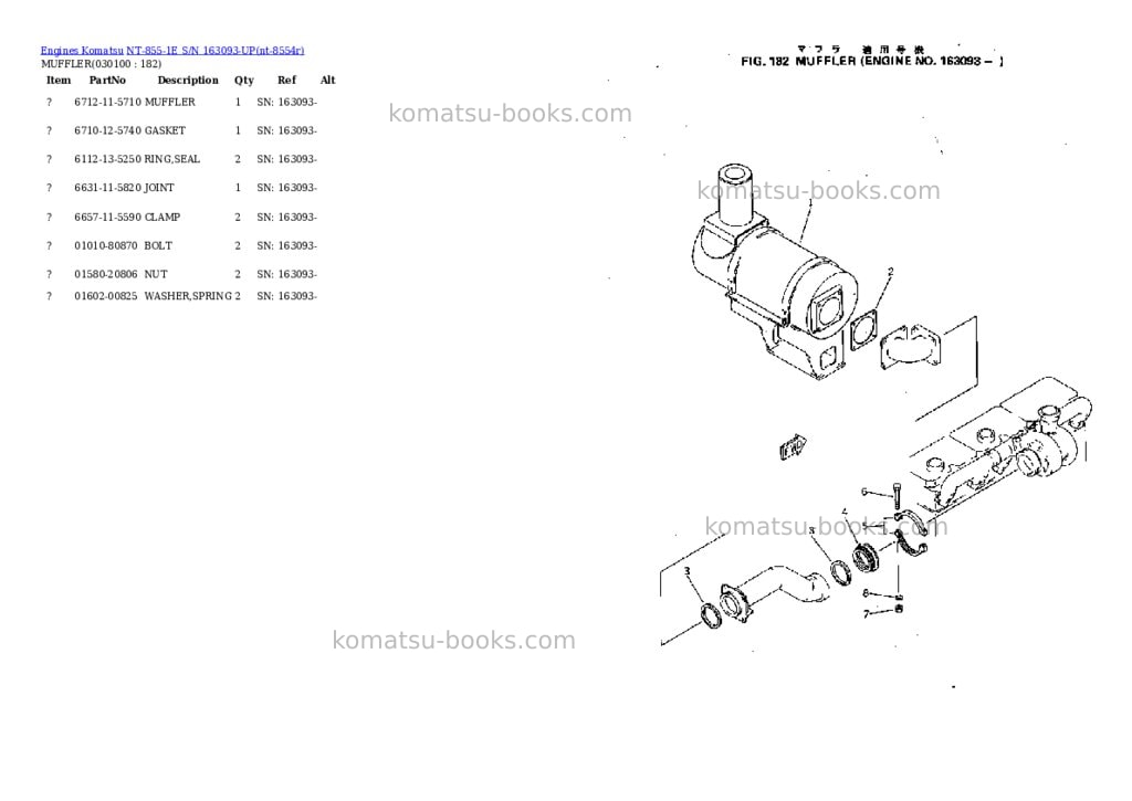 Komatsu NT-855-1E S/N 163093-UP Parts catalog cover Page 9 Komatsu NT-855-1E S/N 163093-UP Parts catalog cover Page 9