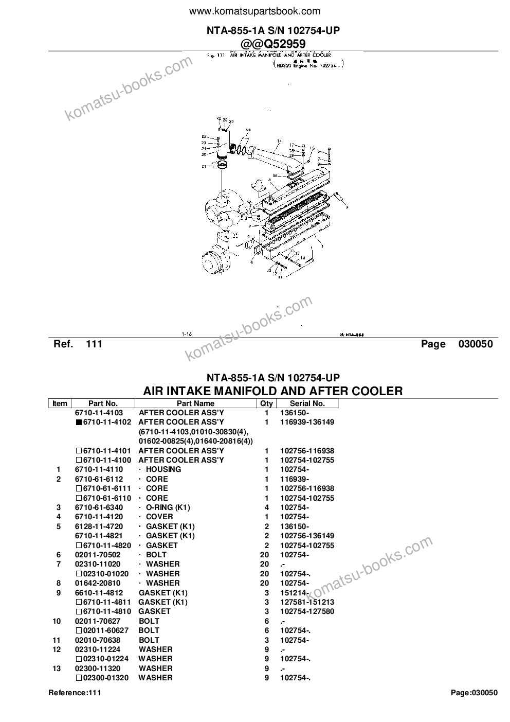 Komatsu nta-855-1a s/n 102754-up Parts catalog cover Page 10 Komatsu nta-855-1a s/n 102754-up Parts catalog cover Page 10