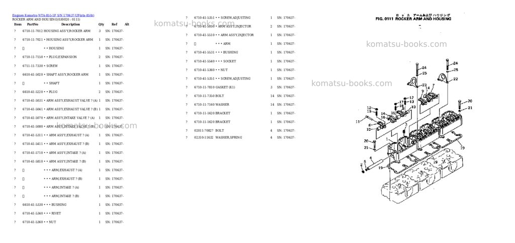 Komatsu nta-855-1f s/n 170637-up Parts catalog cover Komatsu nta-855-1f s/n 170637-up Parts catalog cover