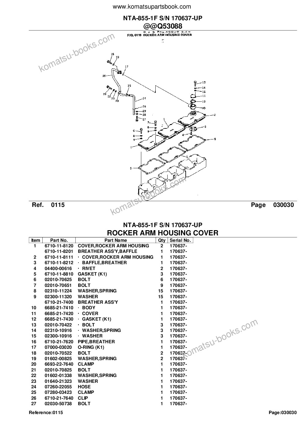 Komatsu NTA-855-1F S/N 170637-UP Parts catalog cover Page 7 Komatsu NTA-855-1F S/N 170637-UP Parts catalog cover Page 7