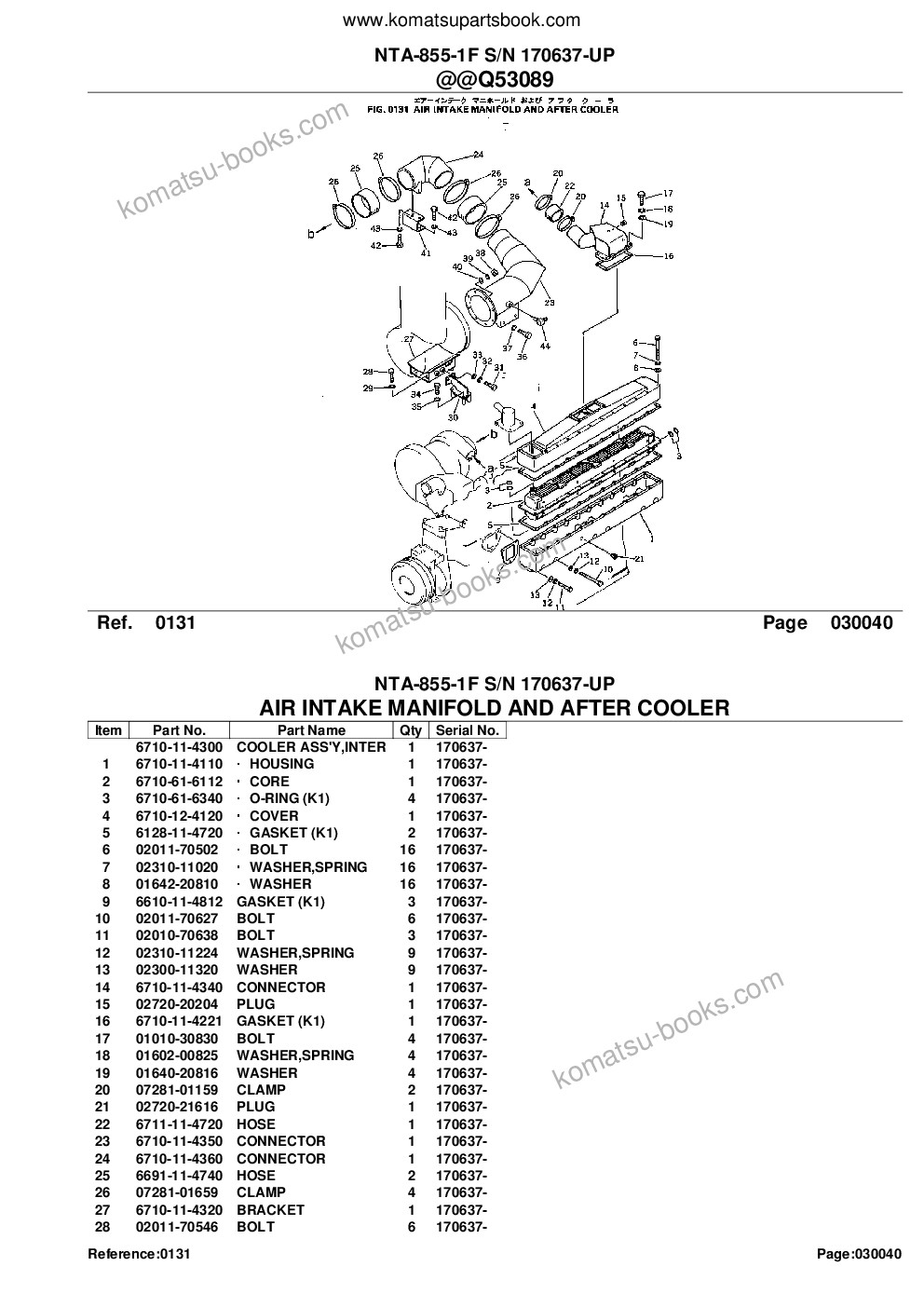 Komatsu NTA-855-1F S/N 170637-UP Parts catalog cover Page 9 Komatsu NTA-855-1F S/N 170637-UP Parts catalog cover Page 9