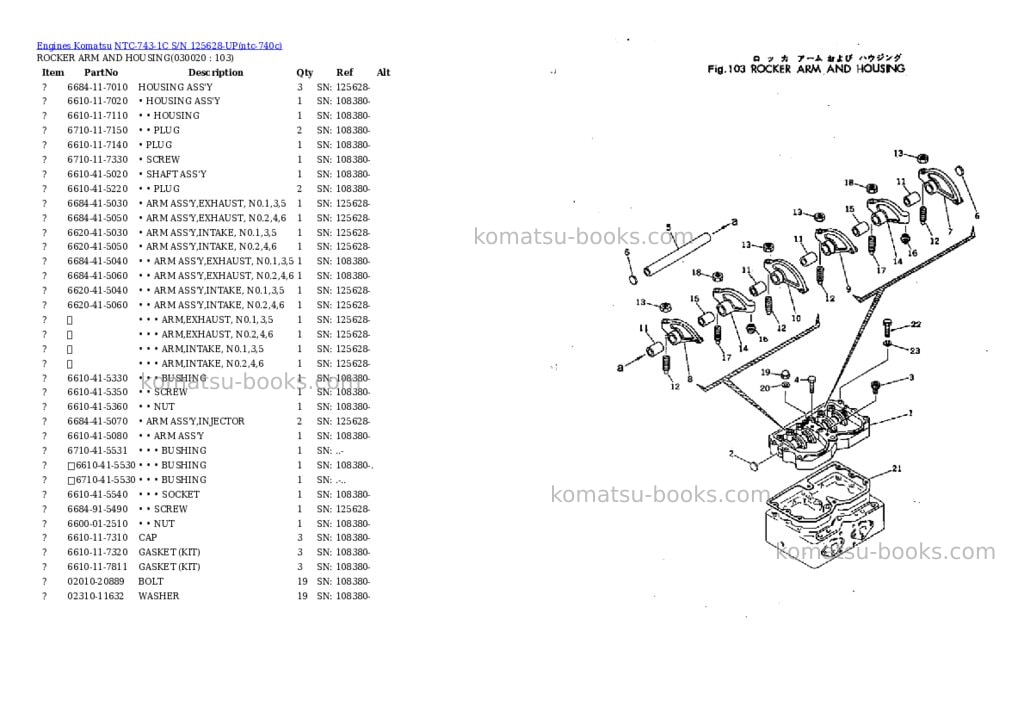 Komatsu ntc-743-1c s/n 125628-up Parts catalog cover Komatsu ntc-743-1c s/n 125628-up Parts catalog cover