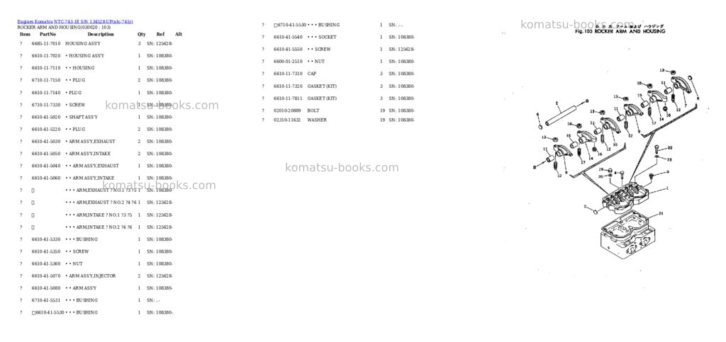 Komatsu ntc-743-1e s/n 134528-up Parts catalog cover
