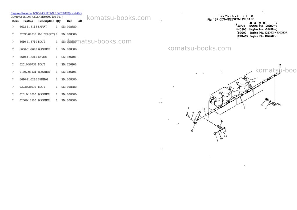 Komatsu ntc-743-1e s/n 134528-up Parts catalog cover Page 3